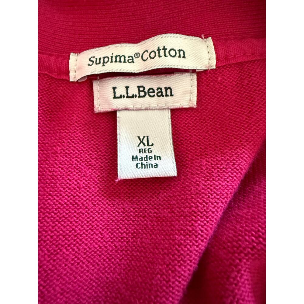 L.L. Bean Supima Cotton Cardigan Sweater, Hot Pink, XL - Picture 3 of 5
